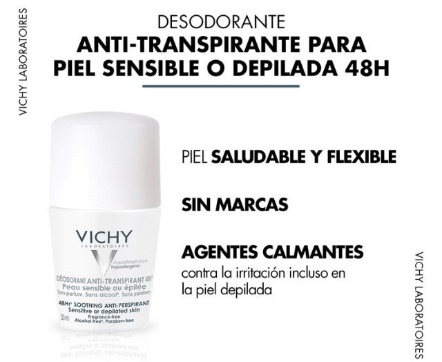 DESODORANTE ANTI-TRANSPIRANTE 48H. ROLL-ON PIEL SENSIBLE VICHY