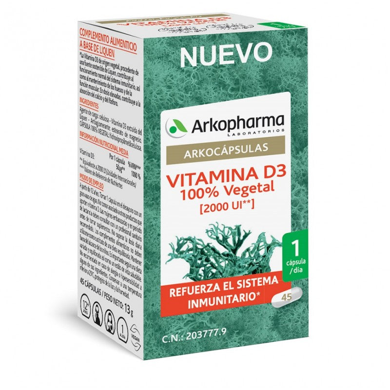 Arkocápsulas® Vitamina D3 100 % Vegetal 45 cápsulas